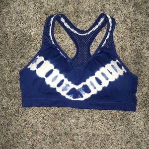 Blue tie-dye sports bra